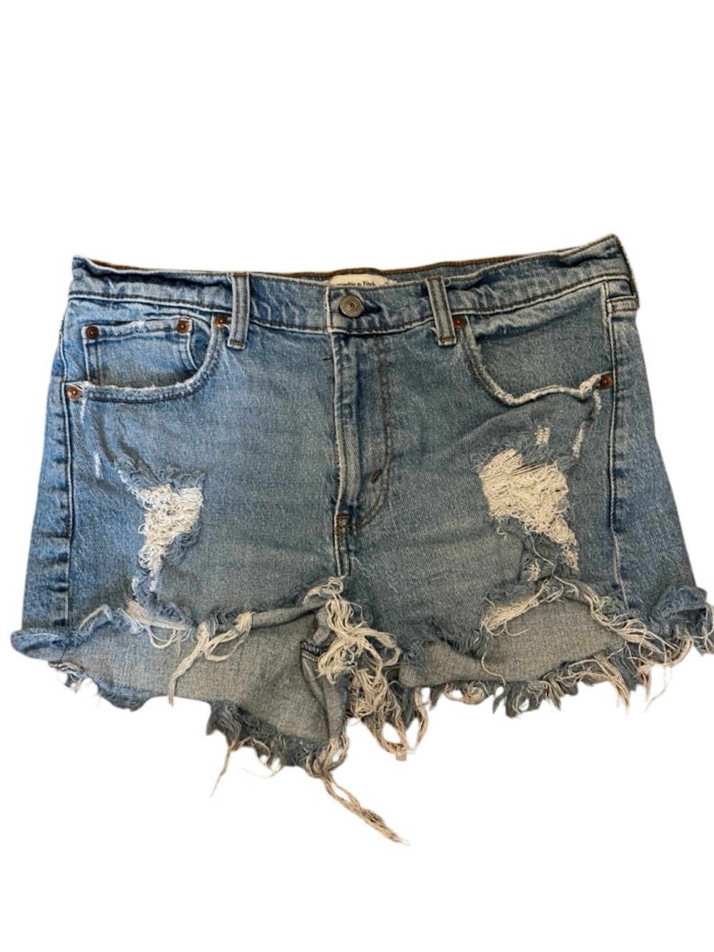 Abercrombie & Fitch Women’s Denim Shorts Mom Short Mid Rise Size 29/8 Distressed